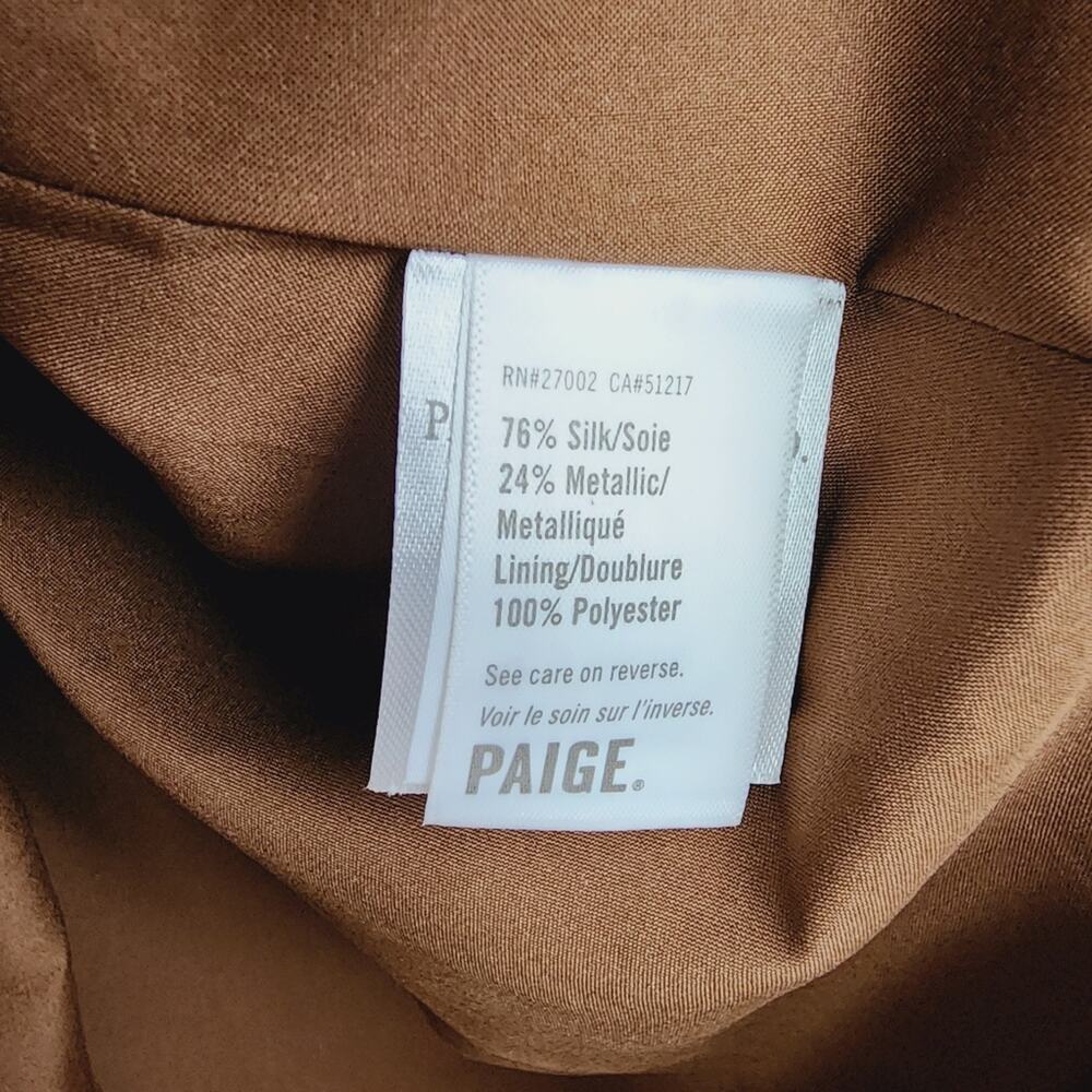 Paige Noah Silk Blend Mini Dress XS | Bronze Dust Metallic Floral Cocktail - Picture 6 of 10